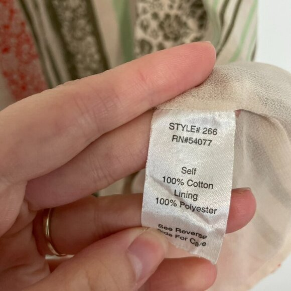 CABI 266 Whisper Gauze Tank Cream Beige Green Floral Striped Crochet Boho Blouse - Picture 11 of 16